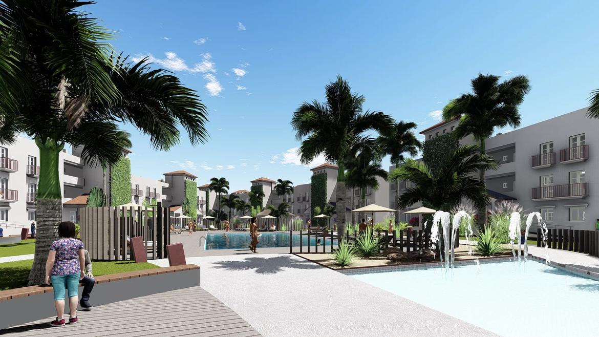 Small Oasis Render Exterior Luxury Apartments Pool